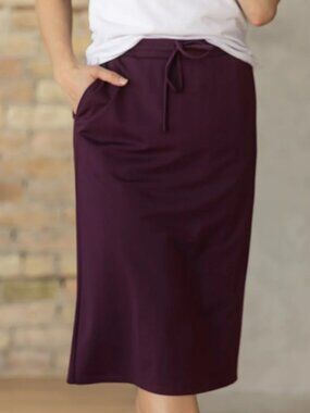 Inherit Clothing Jordan Eggplant Purple Knit Midi Skirt Size Small